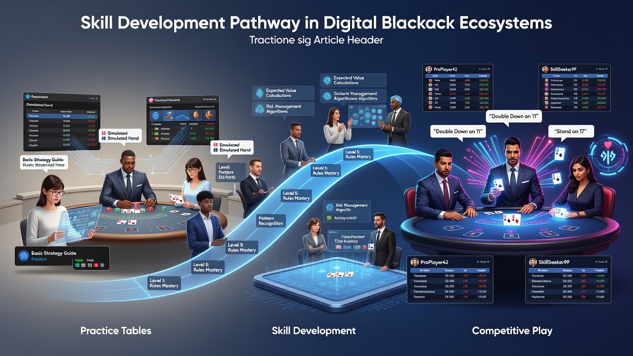 Digital blackjack practice interface showing virtual table with strategy charts and simulation tools