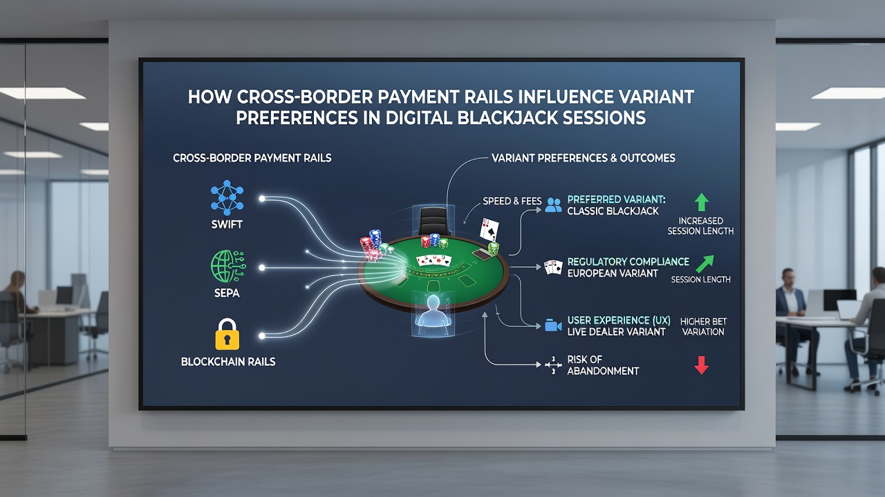 Analytics dashboard displaying regional blackjack variant usage linked to payment rail performance