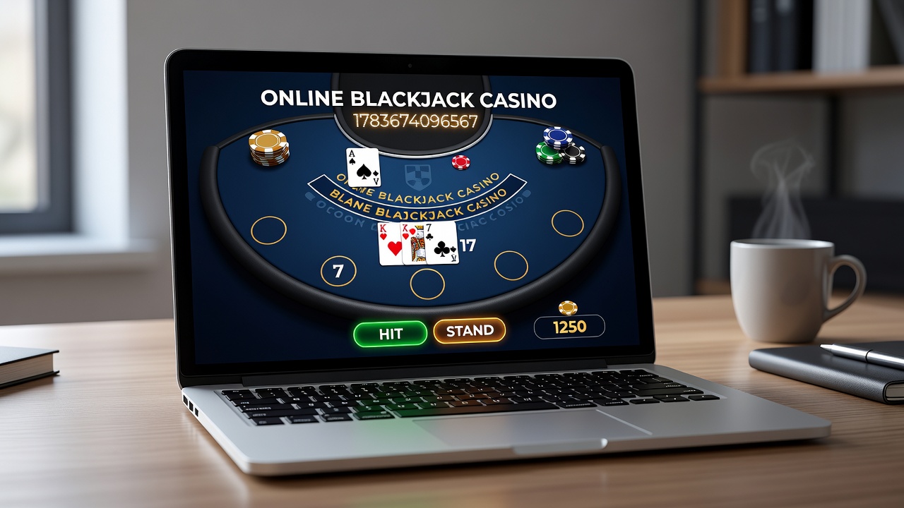 Mobile device displaying online blackjack game with live dealer feed