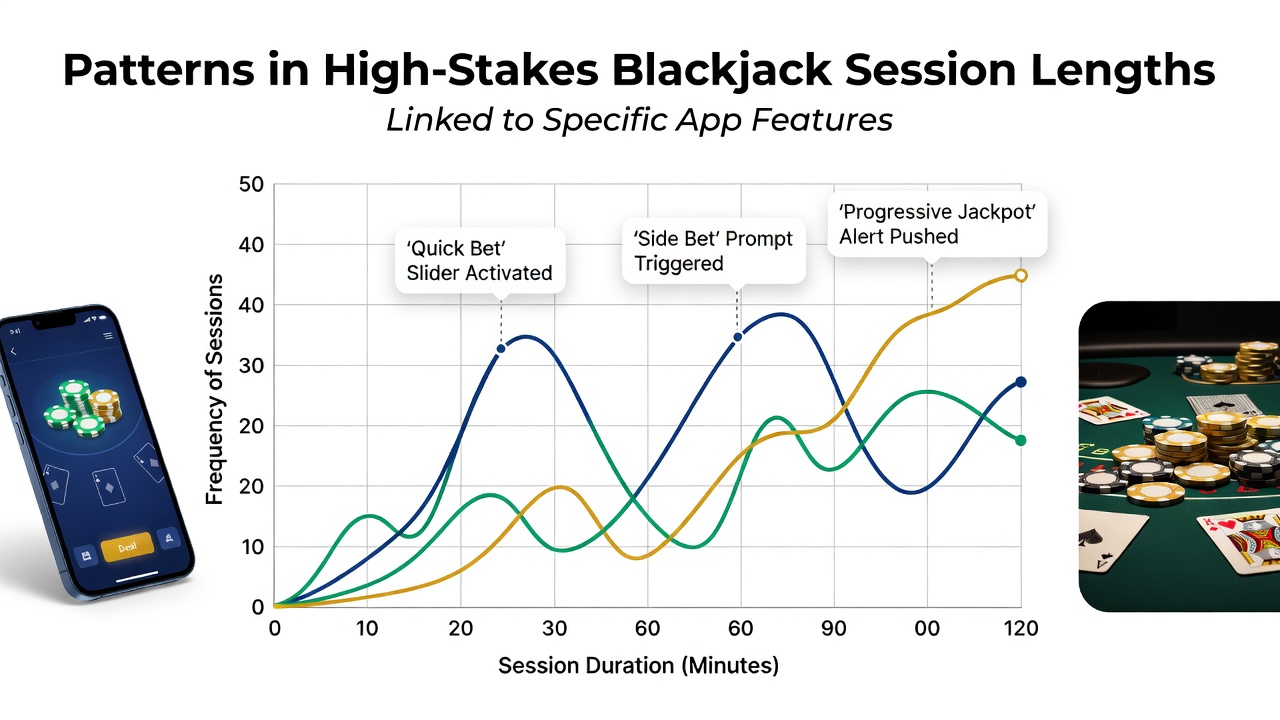 High-stakes blackjack players engaged on mobile apps showing session tracking interfaces